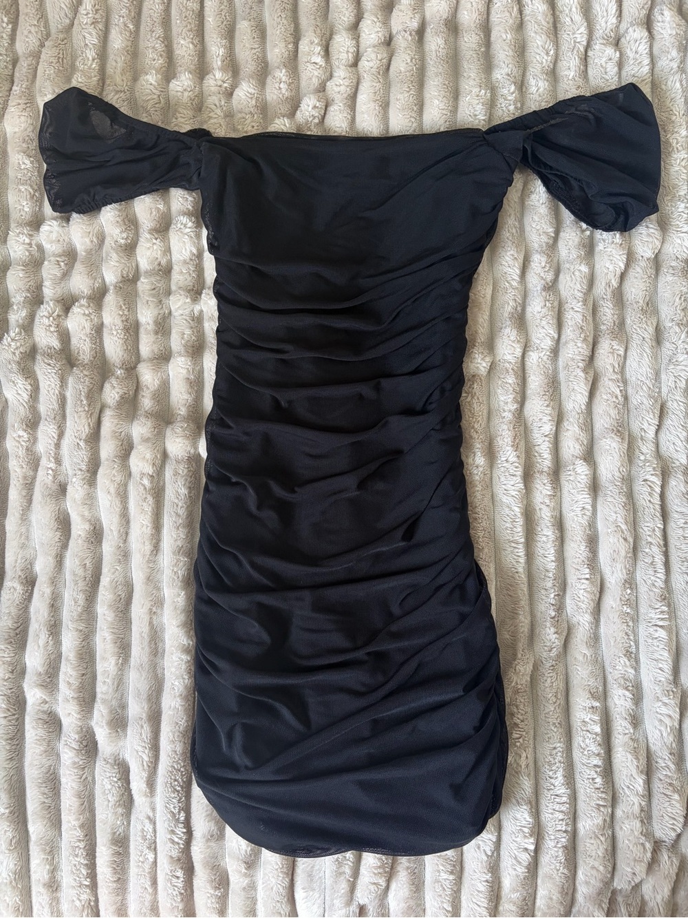 Princess Polly Black One-Shoulder Ruched Mini Dress Size 4 (small)